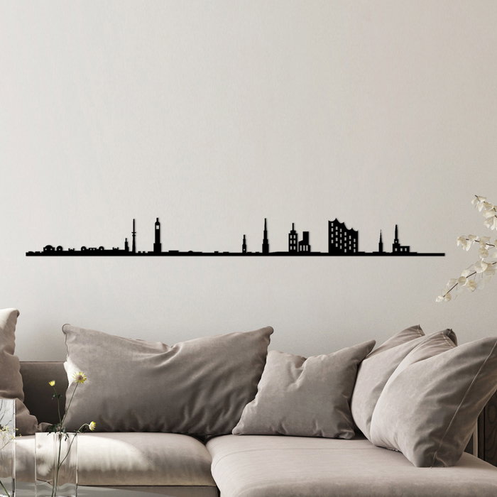 Wallity Hamburg Skyline Escultura de pared negra